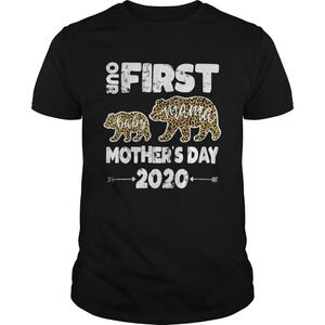 First Mothers Day Mom Baby Bear Leopard Plaid New Mom Shirt